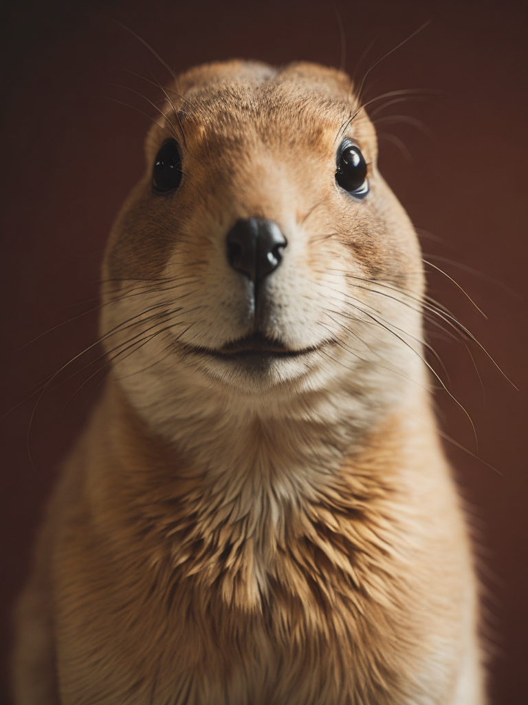 Prairie dog, portrait, simple background, red background, fat prairie dog, cute, animal, from side
