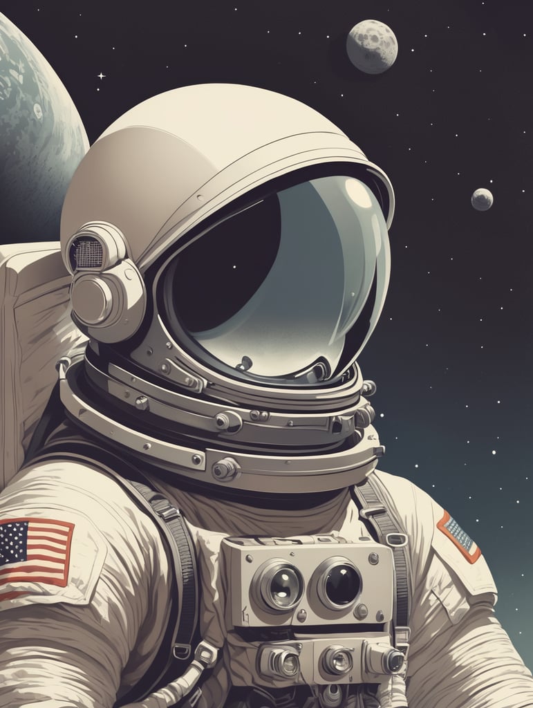 70's illustration of a astronaut