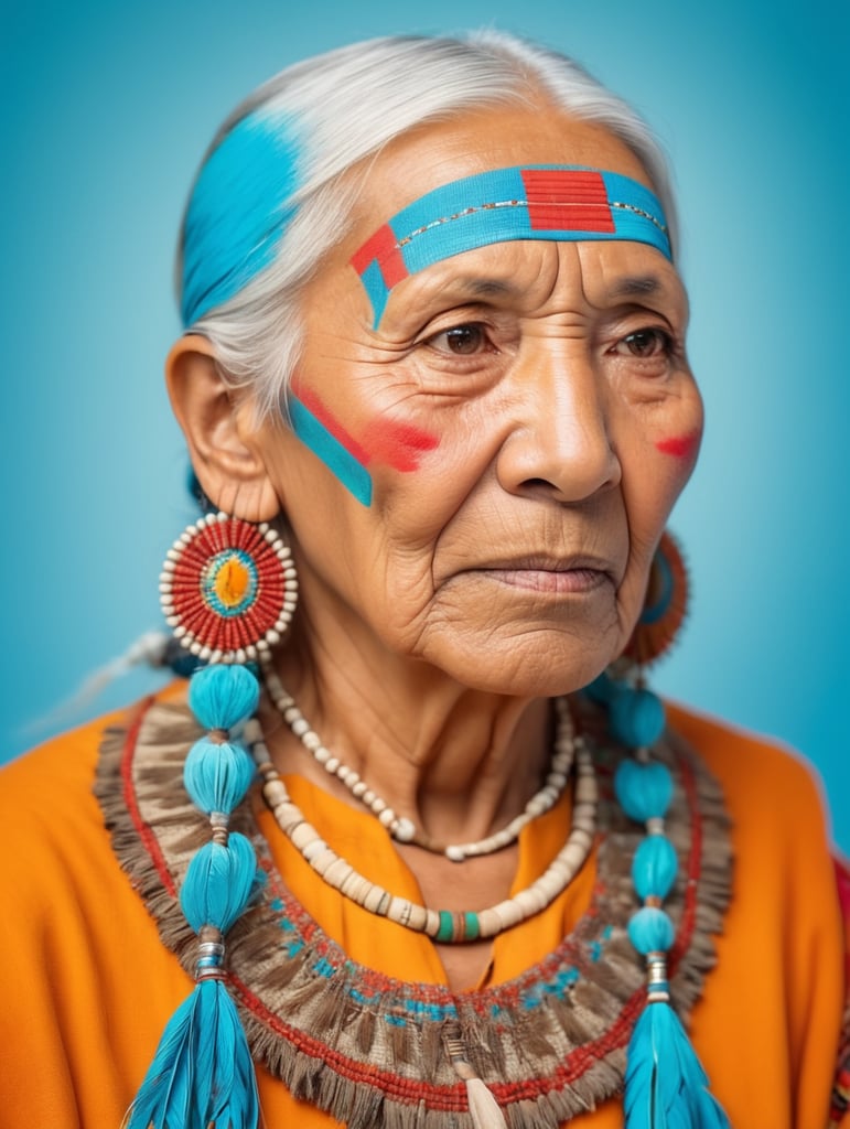 native american old woman in national dress