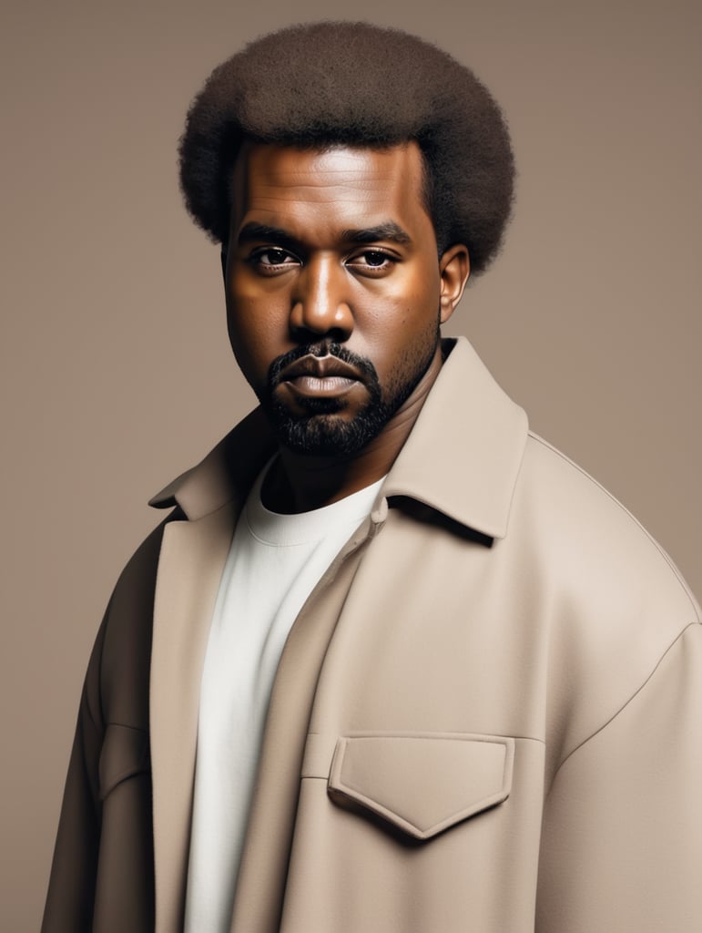 kanye west with an afro