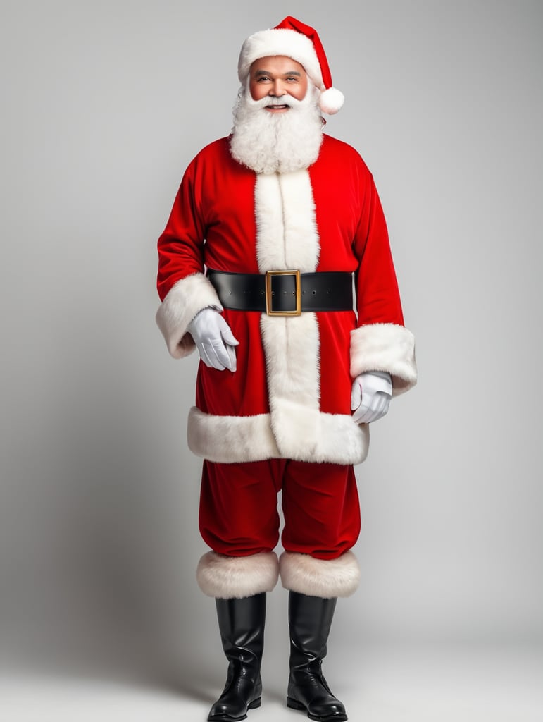 A Clean portrait of the full body of Santa on white background