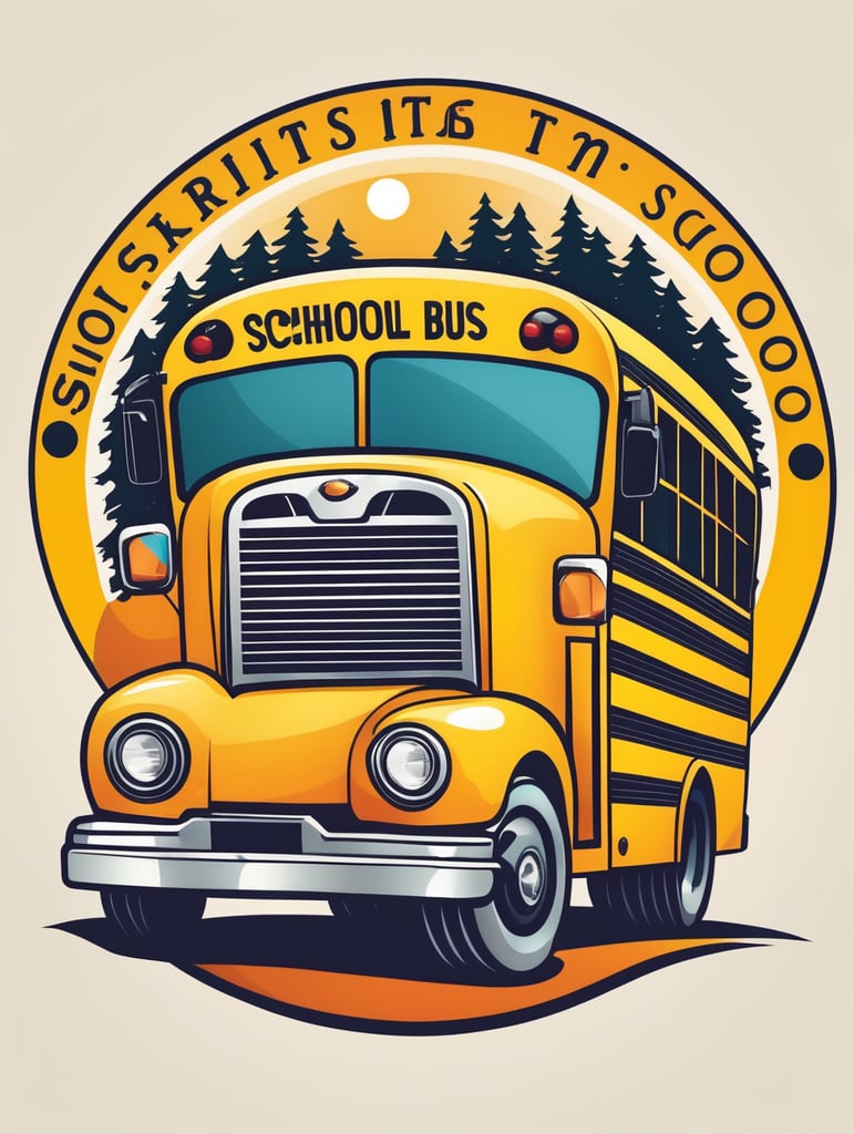 School Bus Vector logo, mascot logo, bright colors, vector Logo, vector image