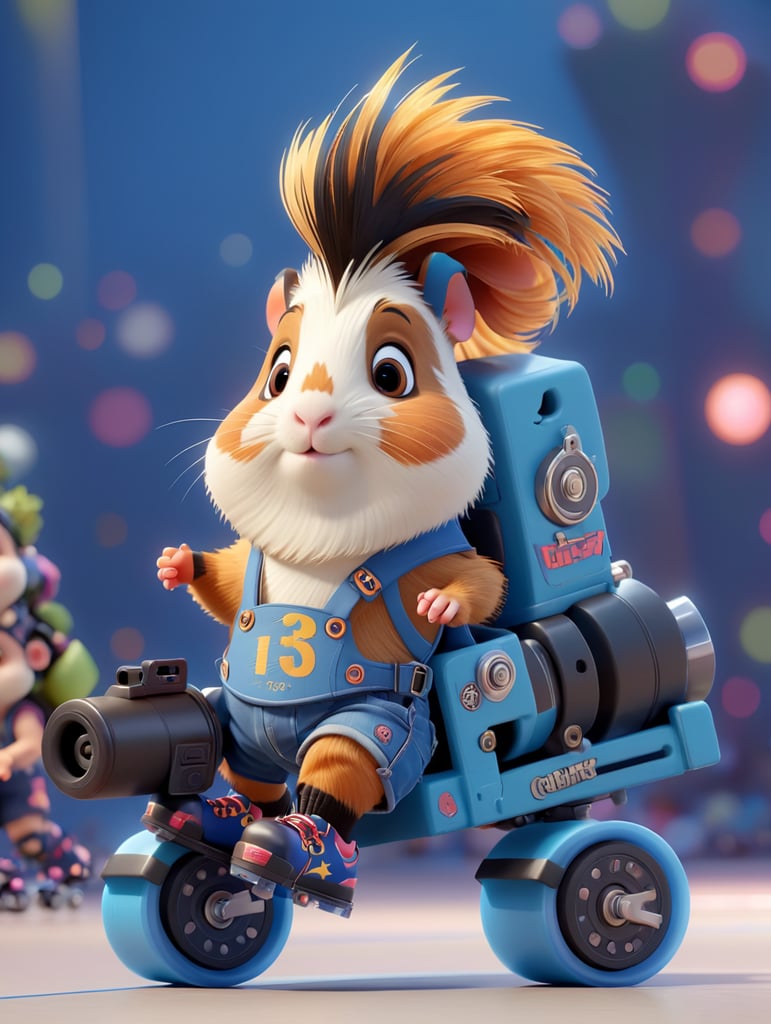 морская свинка на роликах с ирокезом в трусах и пулеметом