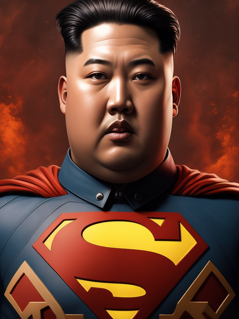 Kim Jong Un Superman, Hero Portrait, Comics, Marvel, Horror, USA, style of Richard Corben