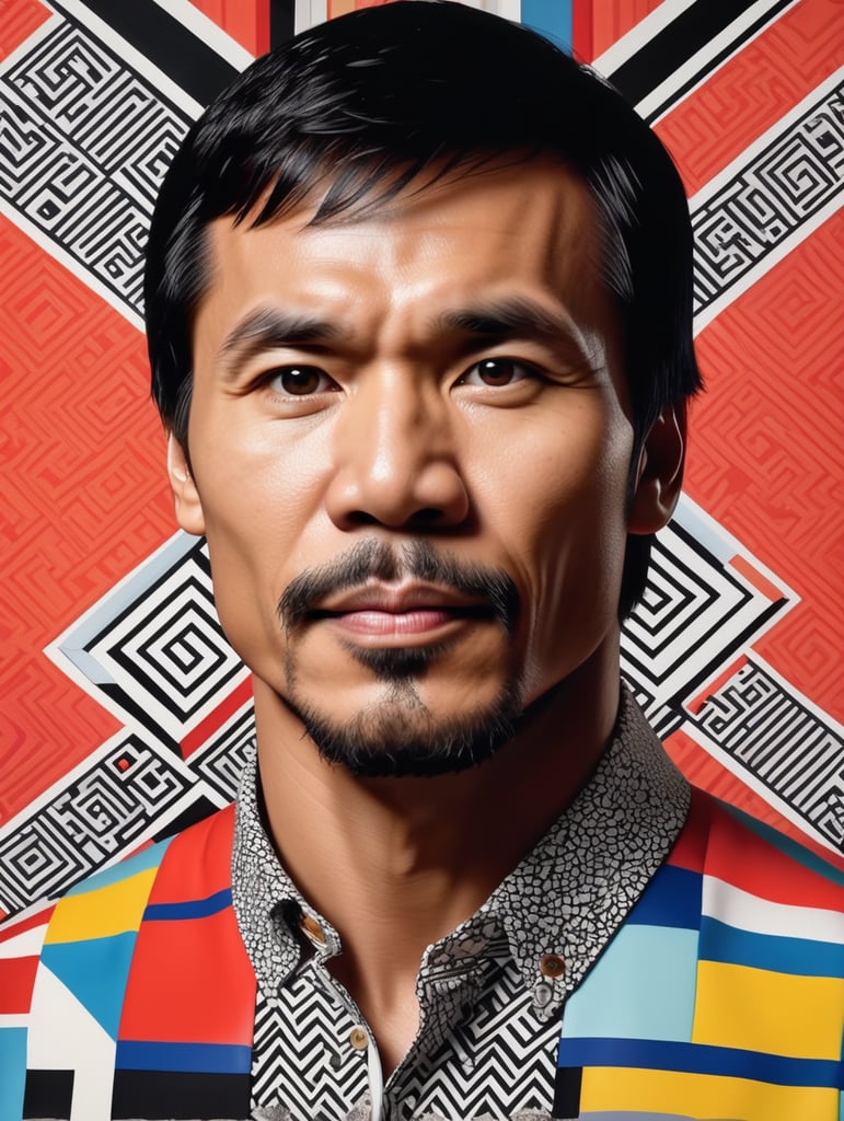Manny Pacquiao, Illustration, Painting, Visual, Arts, Pattern, Philippines, style of Camille Walala