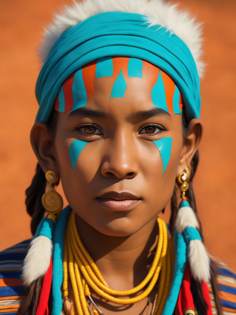 native american woman 10 years old in national dress