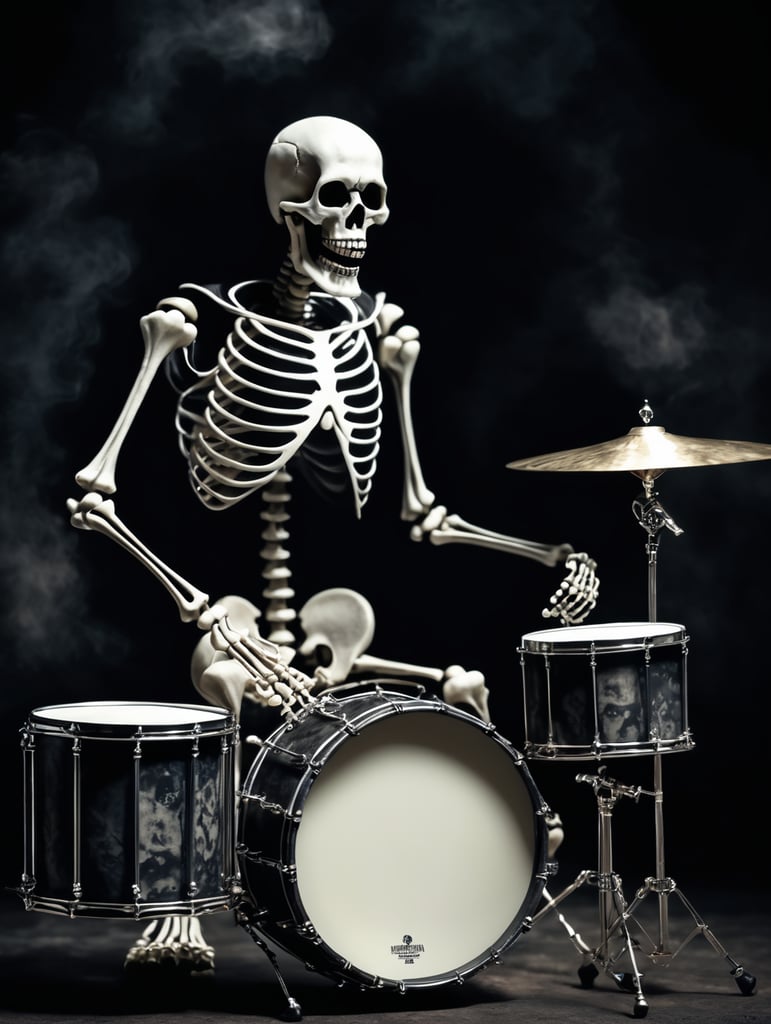 murderer evil killer hellspawn skeleton playing drum musical horror dark musician sinister melody