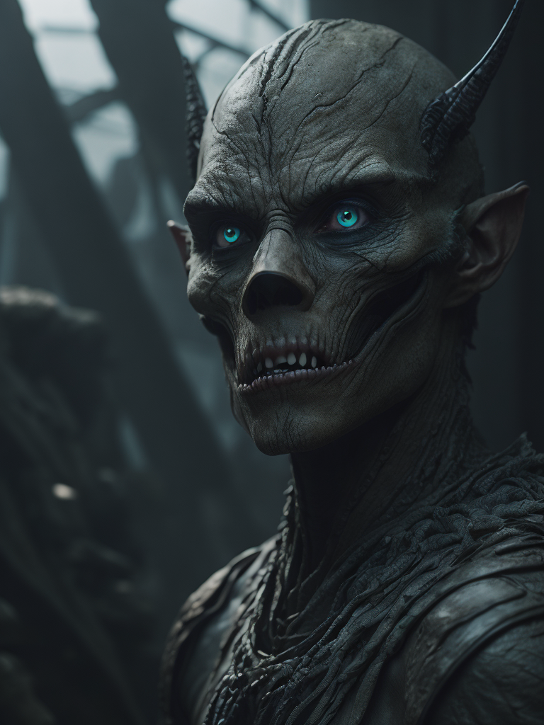 fantasy alien concept art, scary, white