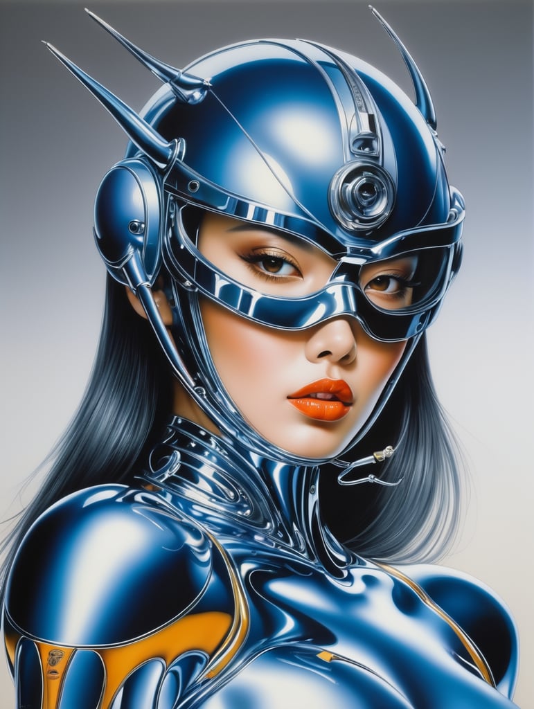 Airbrush painting in style of Hajime Sorayama