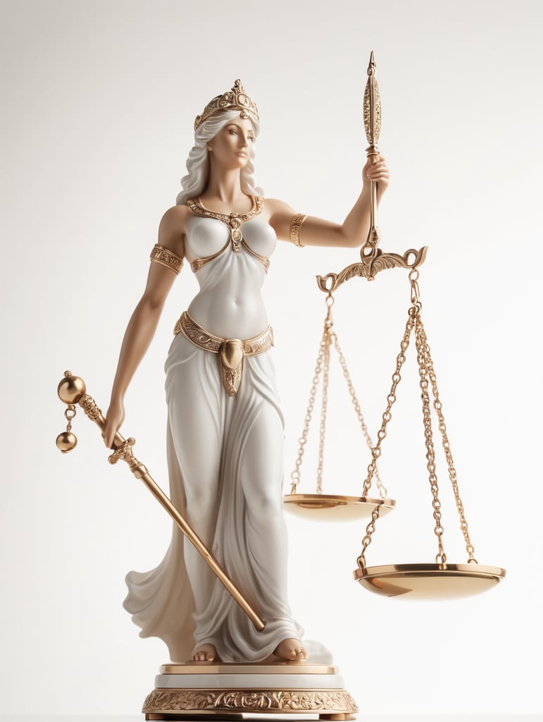 Justice goddess holding balance scales