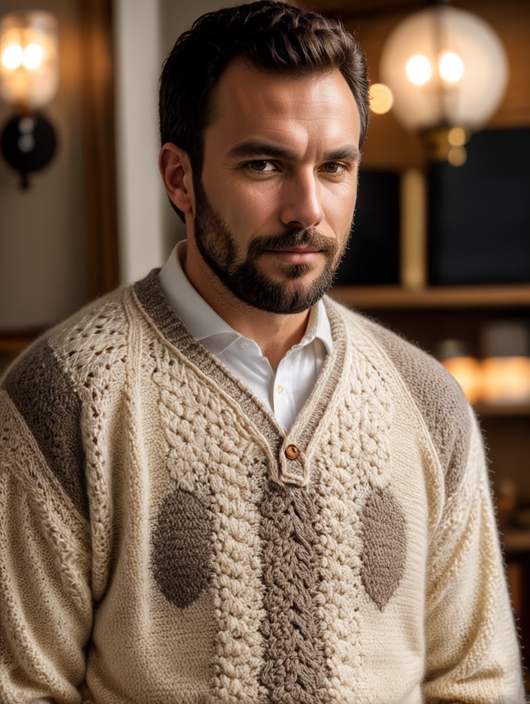 hirsute crocheted sweaters for sheeple, portrait