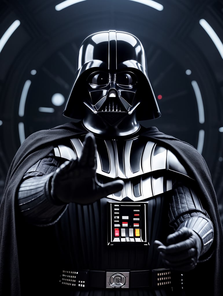 Darth Vader making hand heart gesture to the Death Star