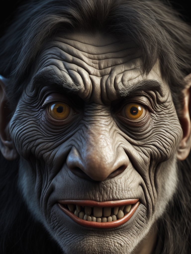 Hyper realistic 200 years old troll ugly face, hand drawing painting by Picasso