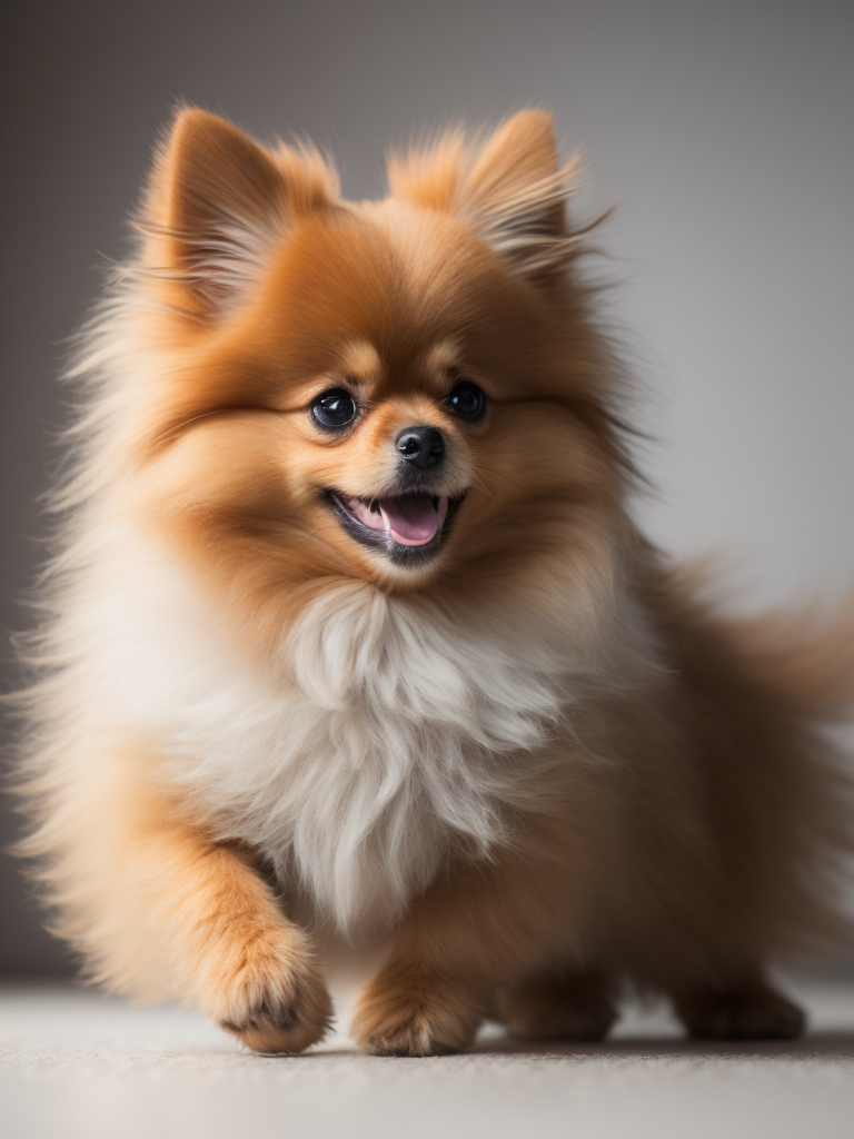 Pomeranian running around the house.