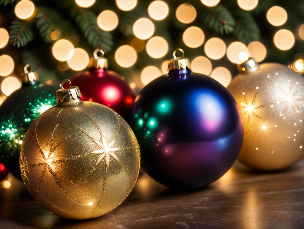 Christmas background with blurred color lights