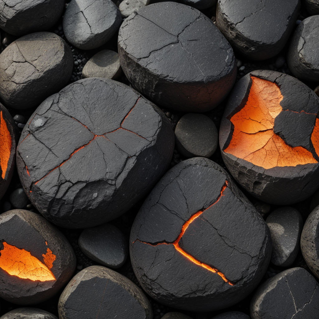 3d Rendered lava cracked black Rock Texture realistic