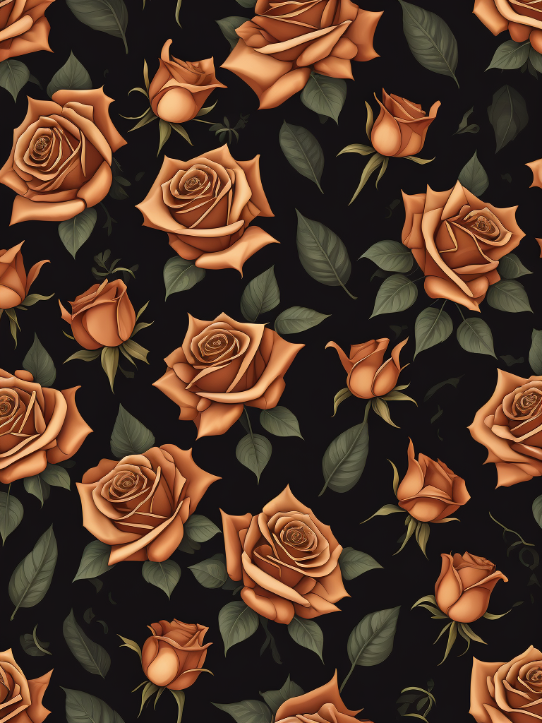 seamless pattern with roses, flat vector illustration