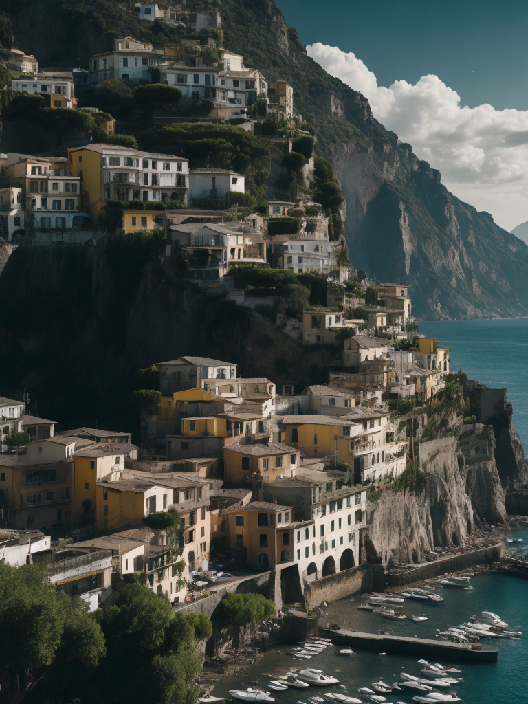 amalfi coast, Vibrant colors, High detail,