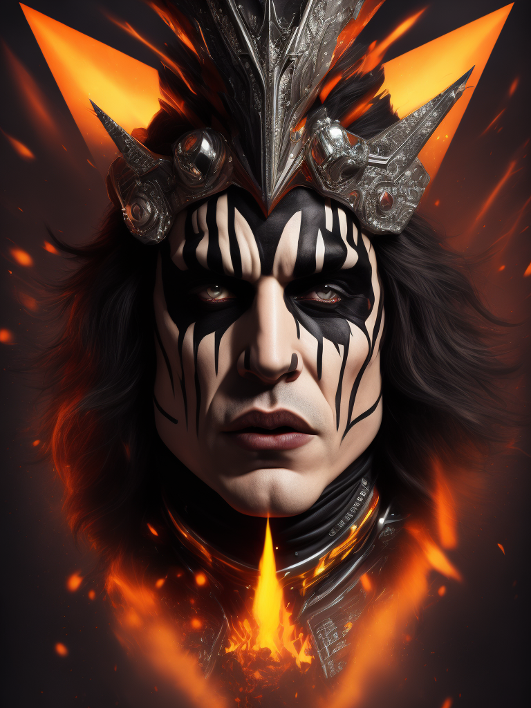 Rock band Kiss, studio photo, professional photo, Bright and rich colors, Detailed image, detailed face,