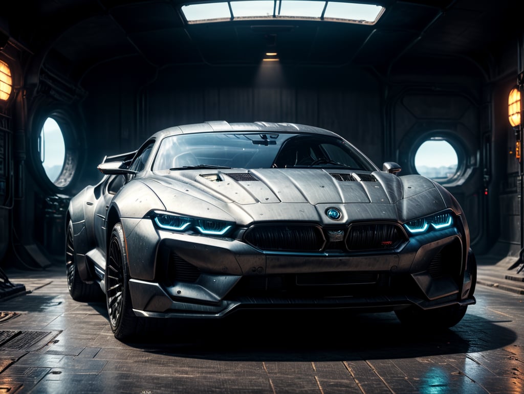 Futuristic car blueprint cyberpunk style big size full of features dmt style bonnet