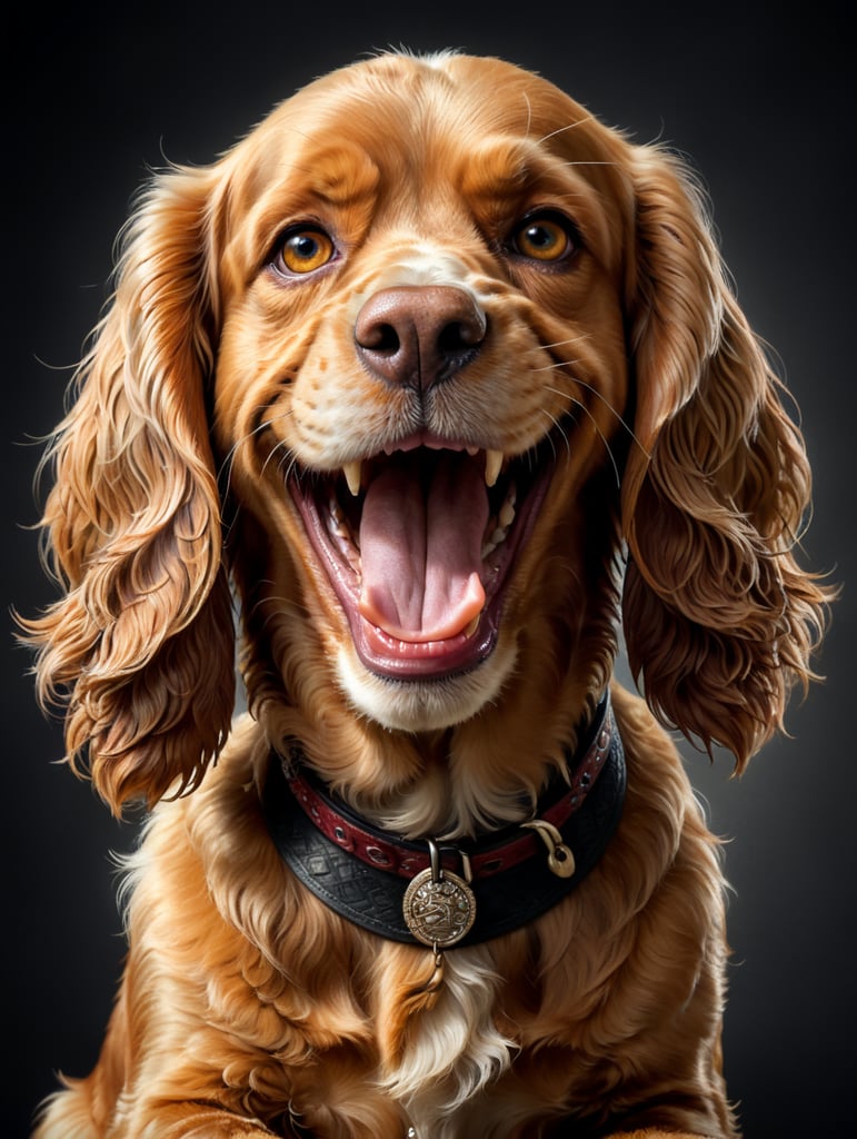 Cocker Spaniel(((smiling))) sitting, see front camera, photo fron a withe background. (((smiling)))
