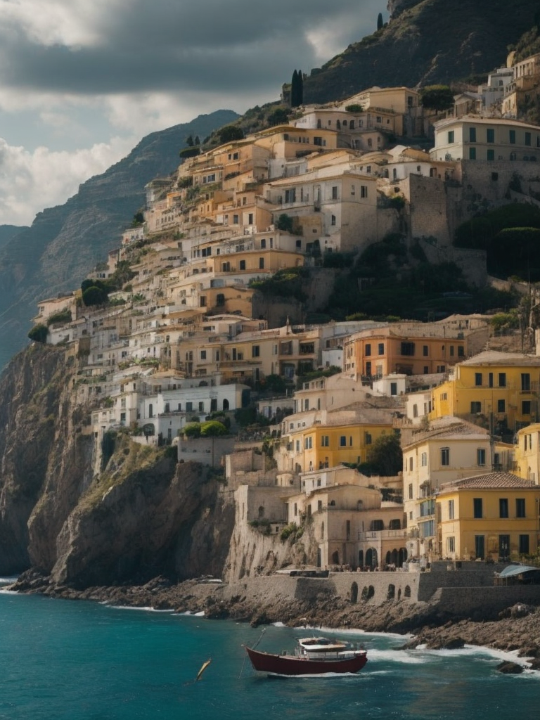 amalfi coast, Vibrant colors, High detail,