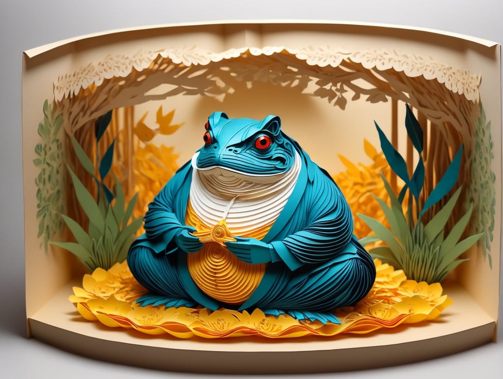 samurai frog meditating