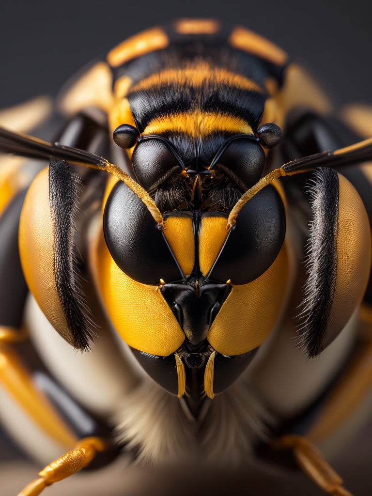 wasp macro photography, close-up, high-quality details, deep focus, professional shot