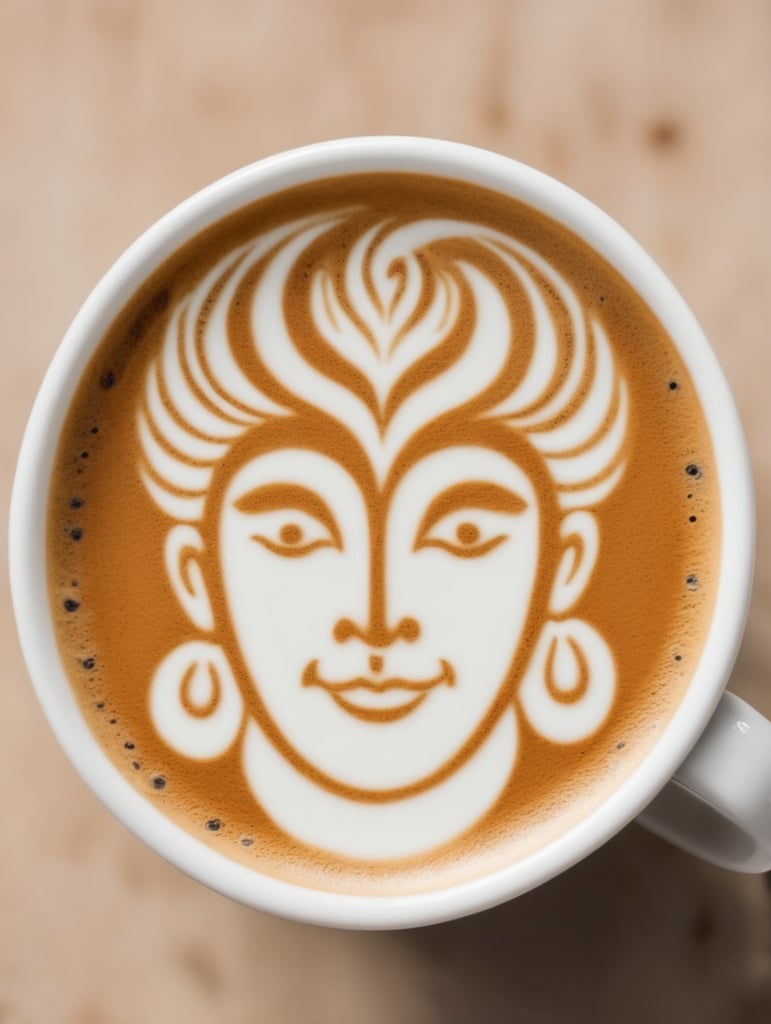 Cup Latte Art barista face