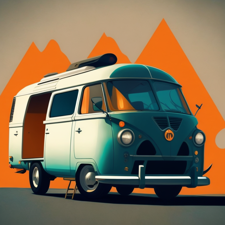 stealth, camper-van, funny, logo, spy, cartoon