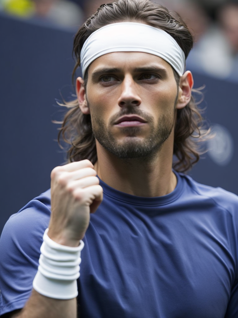 a man tennis player, wearing blue t-shirt, wimbledon