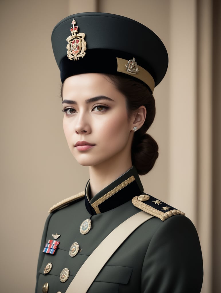 Young queen in Ceremonial military uniform