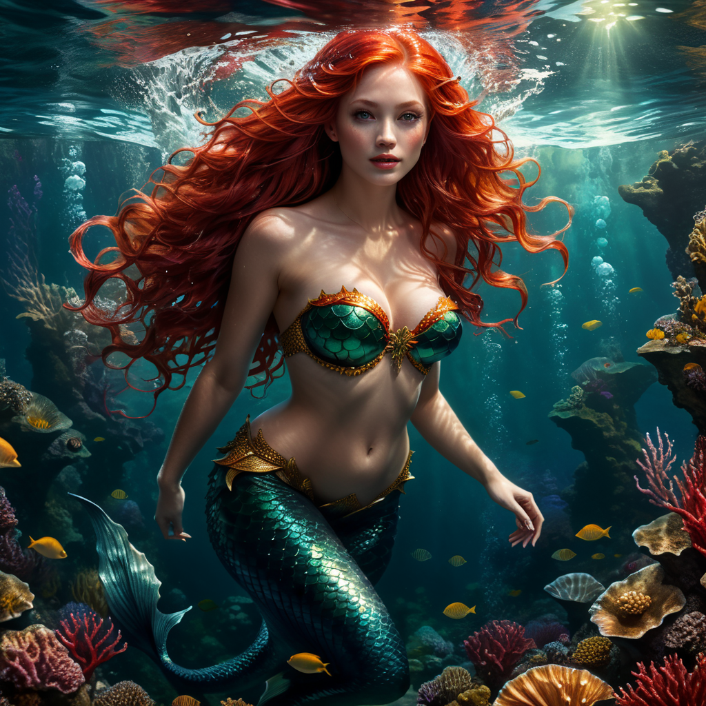 Mermaid in the deep sea, Red-hair