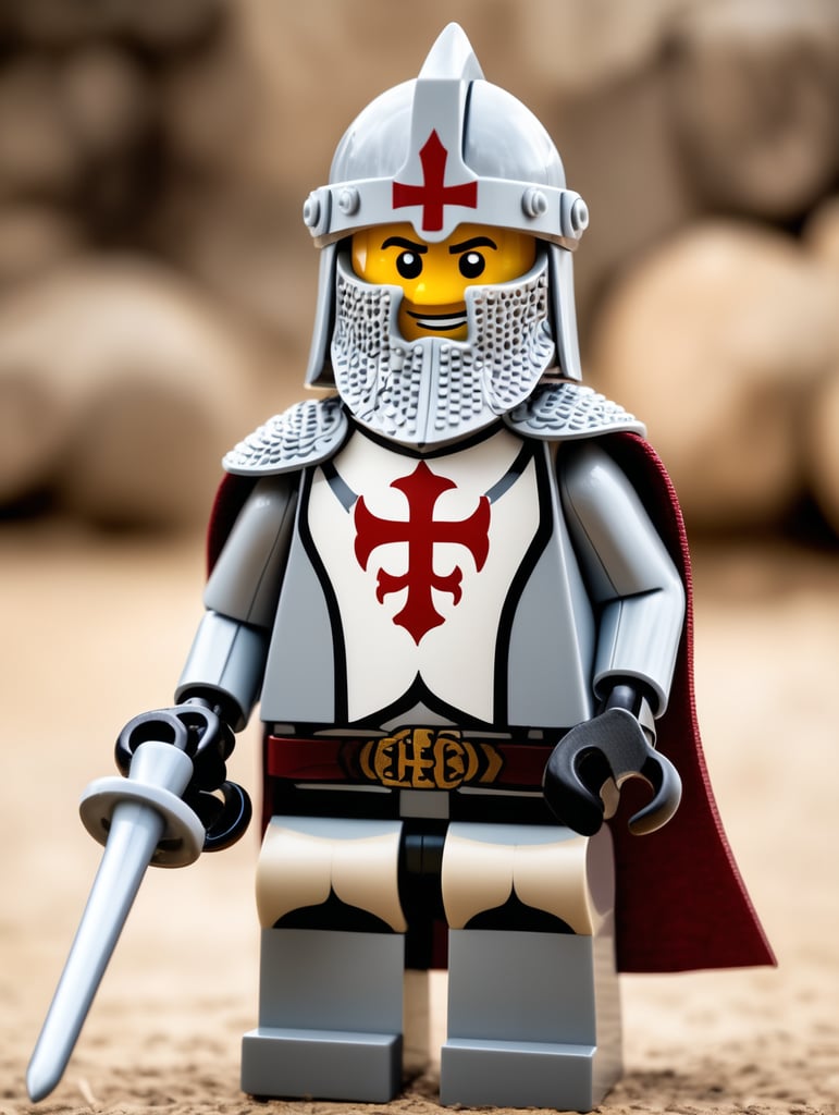 medieval knight templar as a lego character