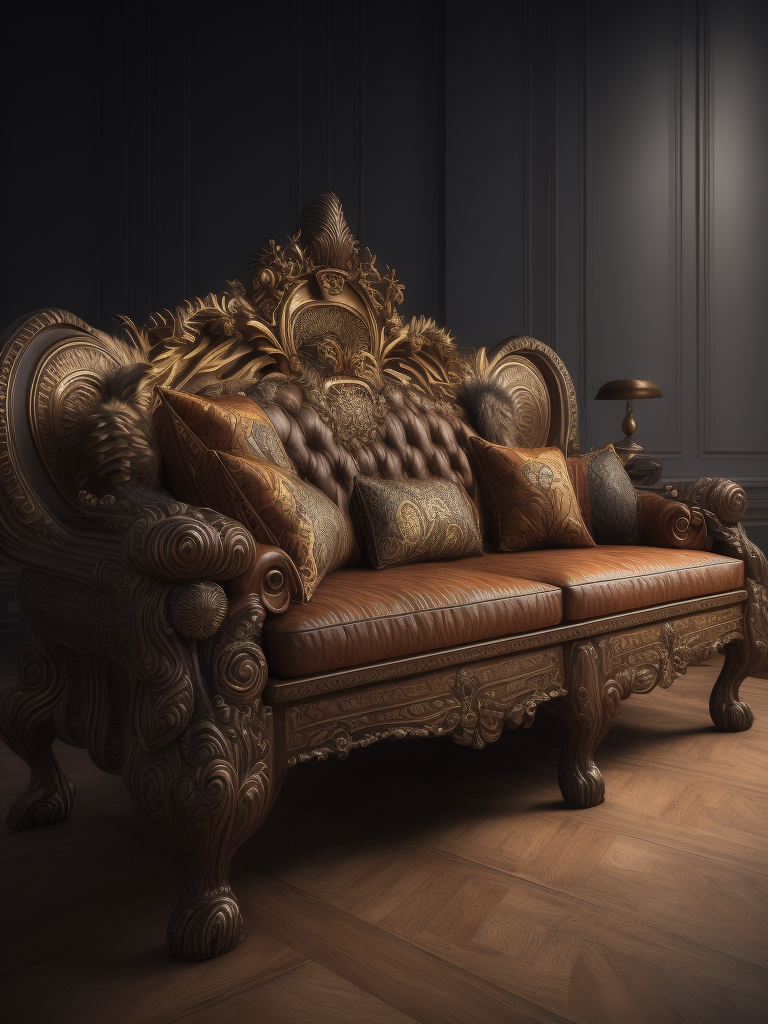 deep carved sofa, deep atmosphere, Chinese style, sharp on details