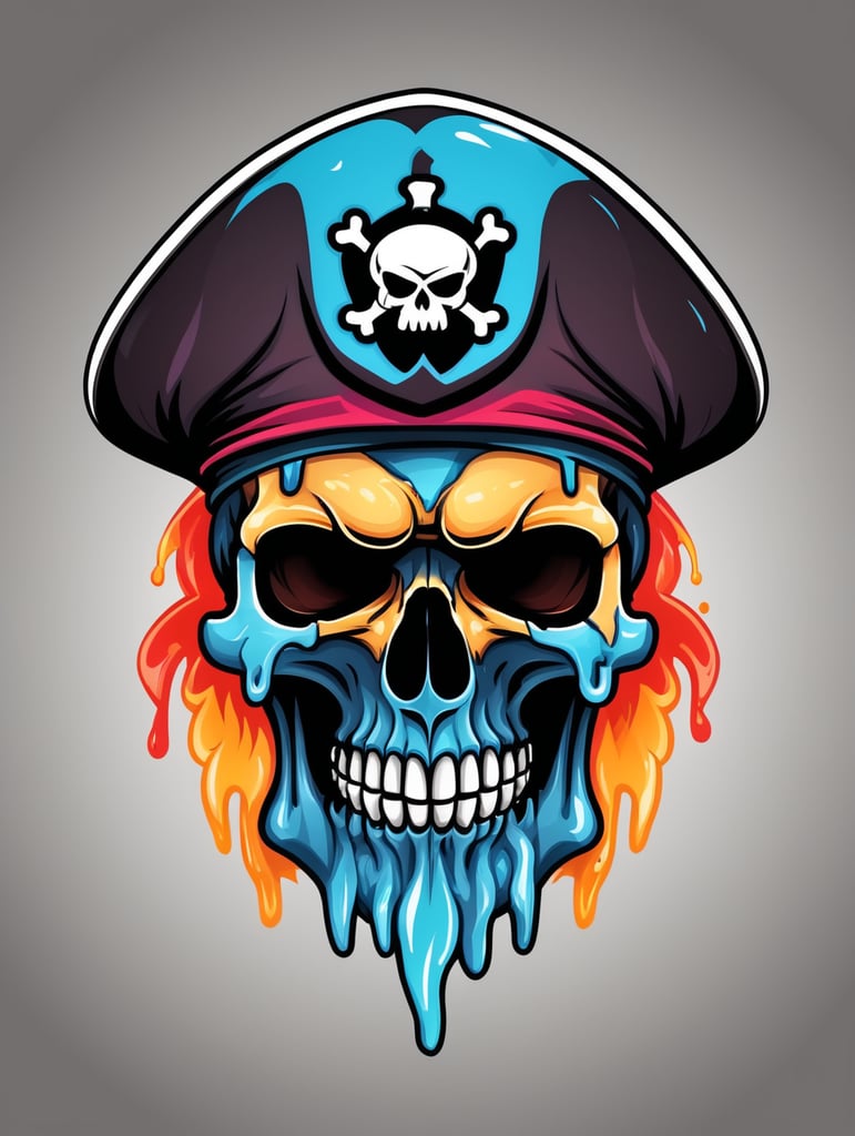 Vector melting skull pirate mascot logo, bright colors, Skull Gaming Logo, vector image
