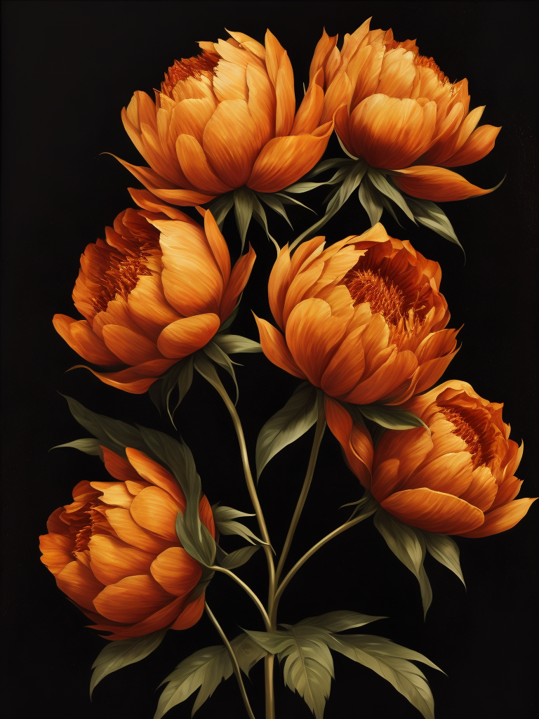 beautifully, big 3 dark red peonys, bright and saturated colors, elegant, highly detailed, sharp focus, bright expressive, dramatic lighting, depth of field, incredibly high detailed, with black background