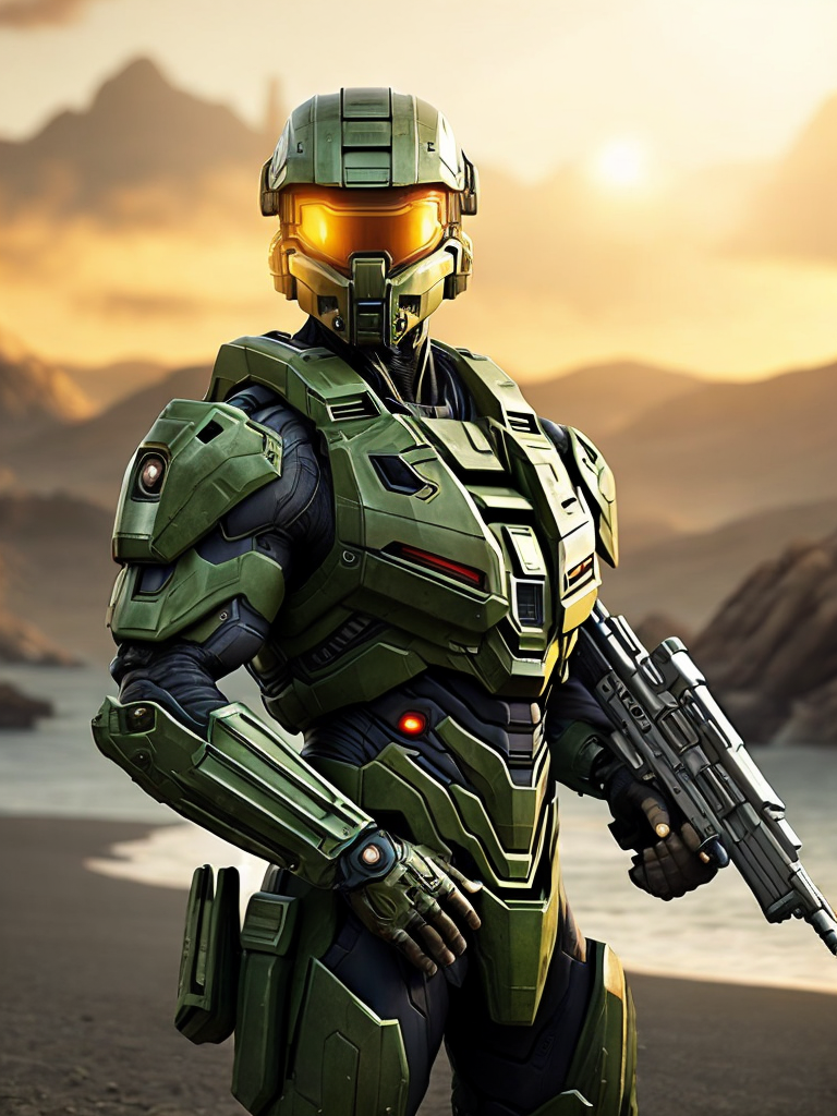 master chief, raw picture, ultra realistic, action movie,