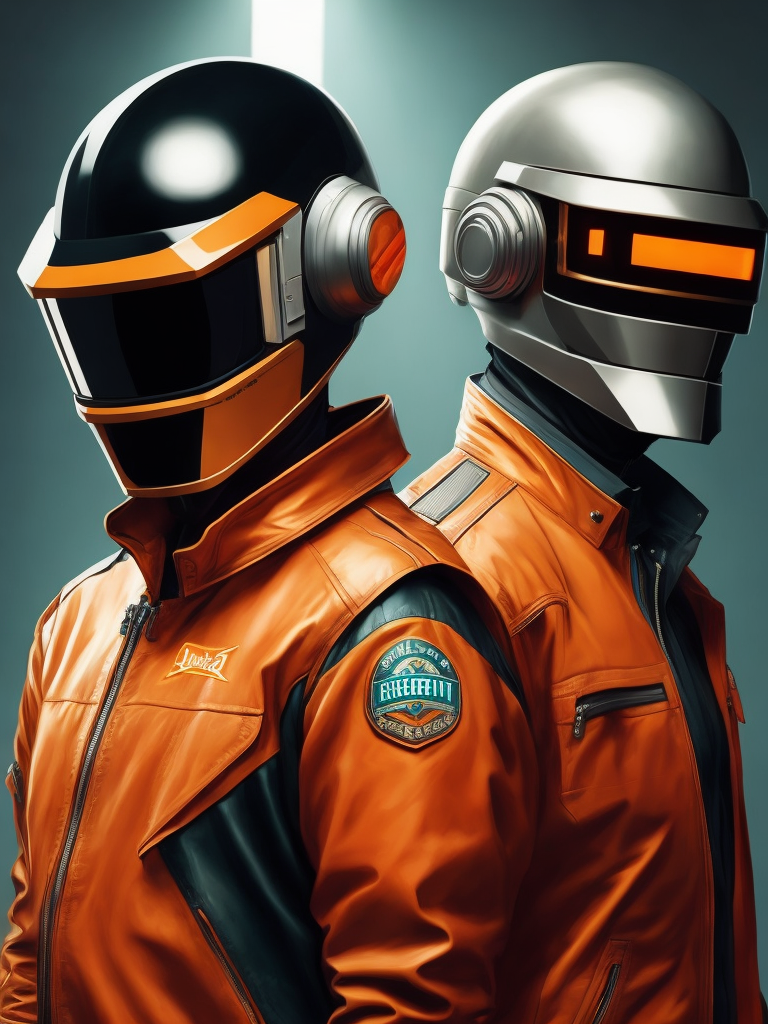 Portrait of daft punk, ultra realism, super detailed, neon colors, magazine cover, professional shot, magazine photography, bright saturated colors, sharp focus, highly detailed