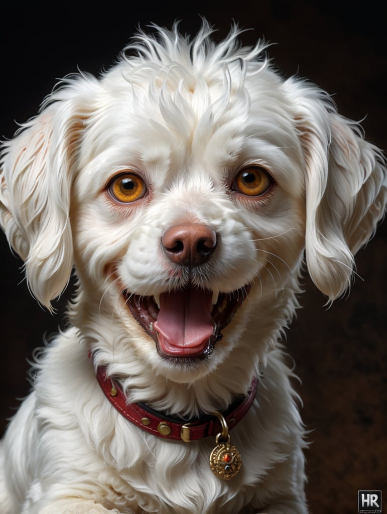 белая маленькая собака мальтеза , смешная и веселая, добрая и игривая ,коричневые глаза