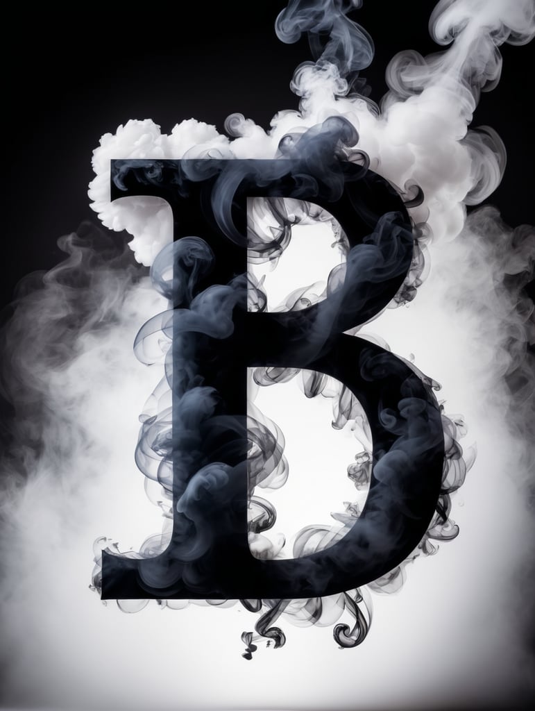 a letter a made from smoke, smokey letter, B letter