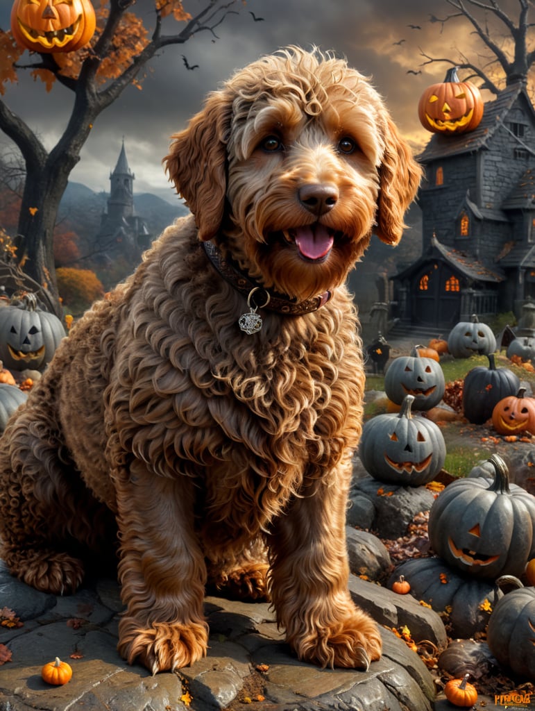 Halloween medium caramel labradoodle