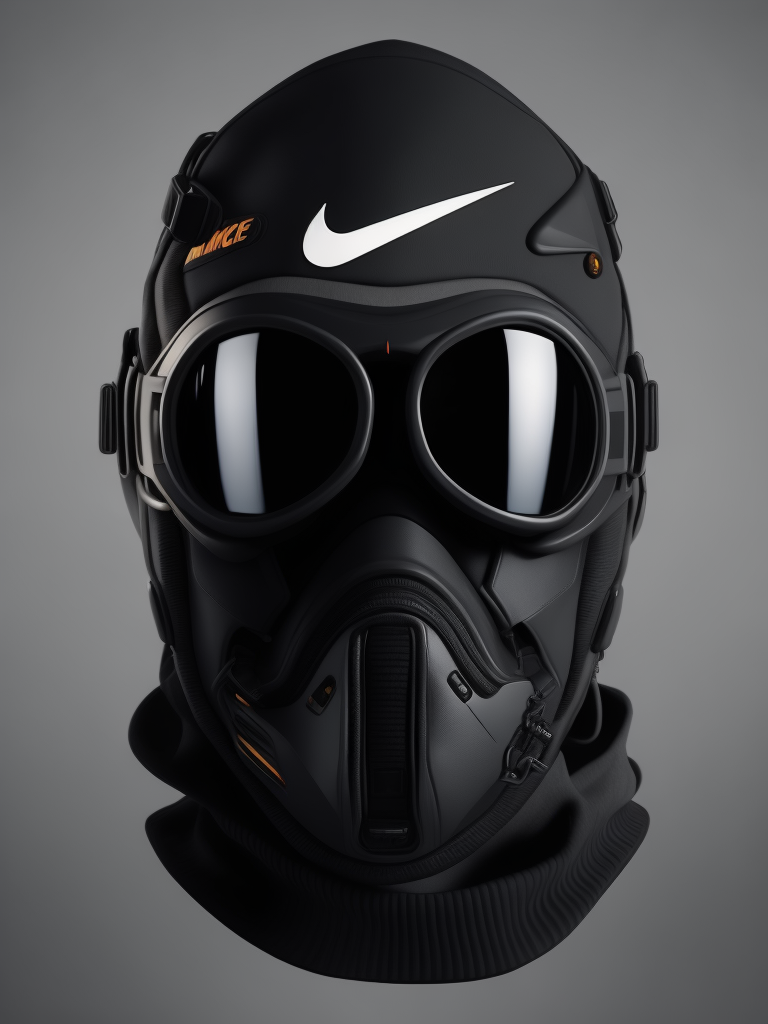 Nike goggles ski black mask, Gray background, dark atmosphere, high quality details
