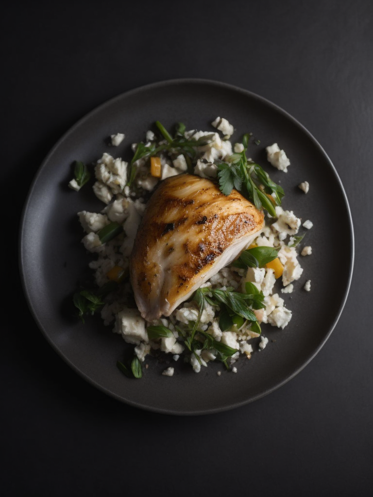Chicken and Goat Cheese dish, photo, top view