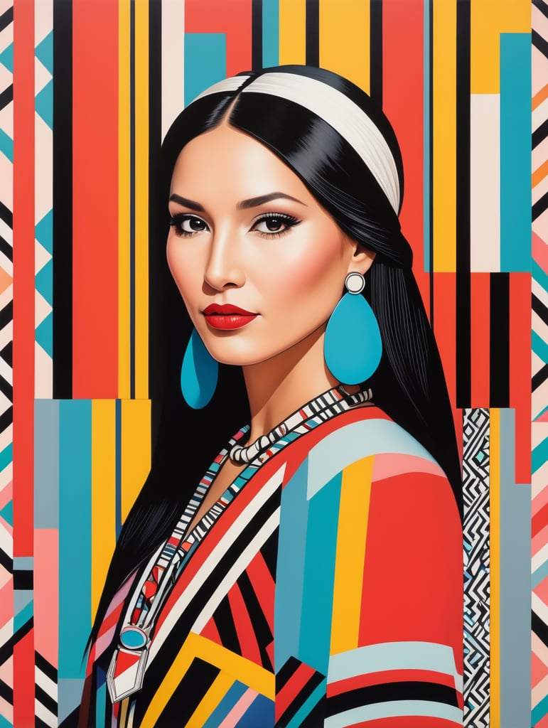 Pocahontas, Illustration, Painting, Visual, Arts, Pattern, France, style of Camille Walala