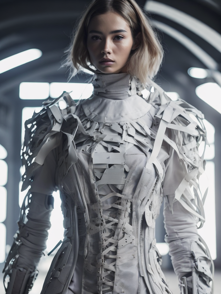 Wearable architecture, architectural fashion accessories exoskeleton, structured, skeletal futuristic streetwear fashion runway look, elegant, intricate, 3d printed, bone like structured fashion, slits, fragments, fractures, geometric, wireframe fashion, skin underneath, see through, vogue japan, gundam, hd, cover, epic, focus, ultra sharp, hyper detailed, epic, focus, ultra sharp, hyper detailed, dystopian fashion, fifth element, futuristic, luxury, elite, cinematic, exoskeleton fashion, nike, y3, yeezy