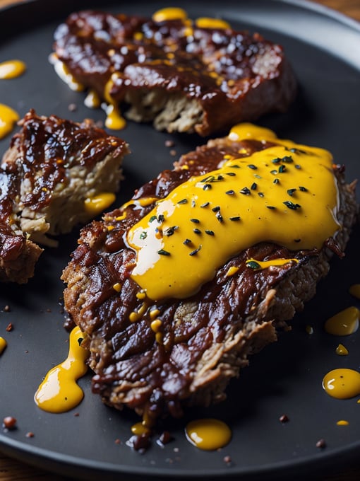 fried steak with melted butter, cinematic shot