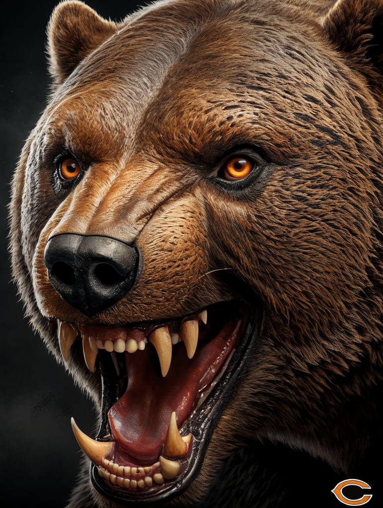 Logo of a sports teams named bears, agressive, showing teeth, adobe illustrator style