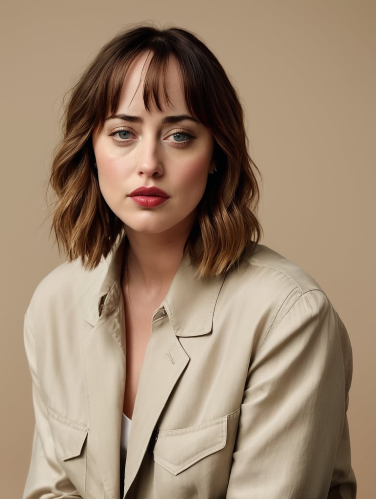 Dakota johnson pouting in front of camera