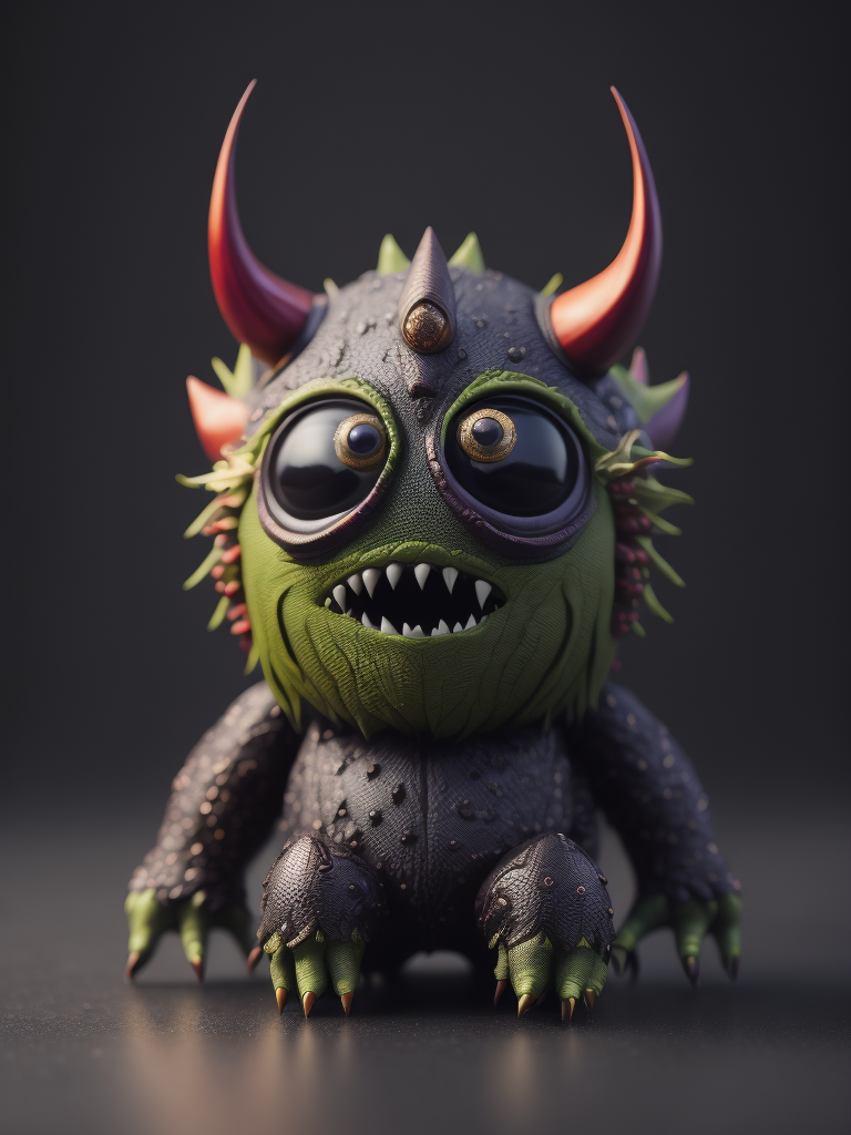 Cute monster toy, Vivid saturated colors, studio photo, professional photo, Rich colors, Detailed image, 3d render, octane render, gradient background